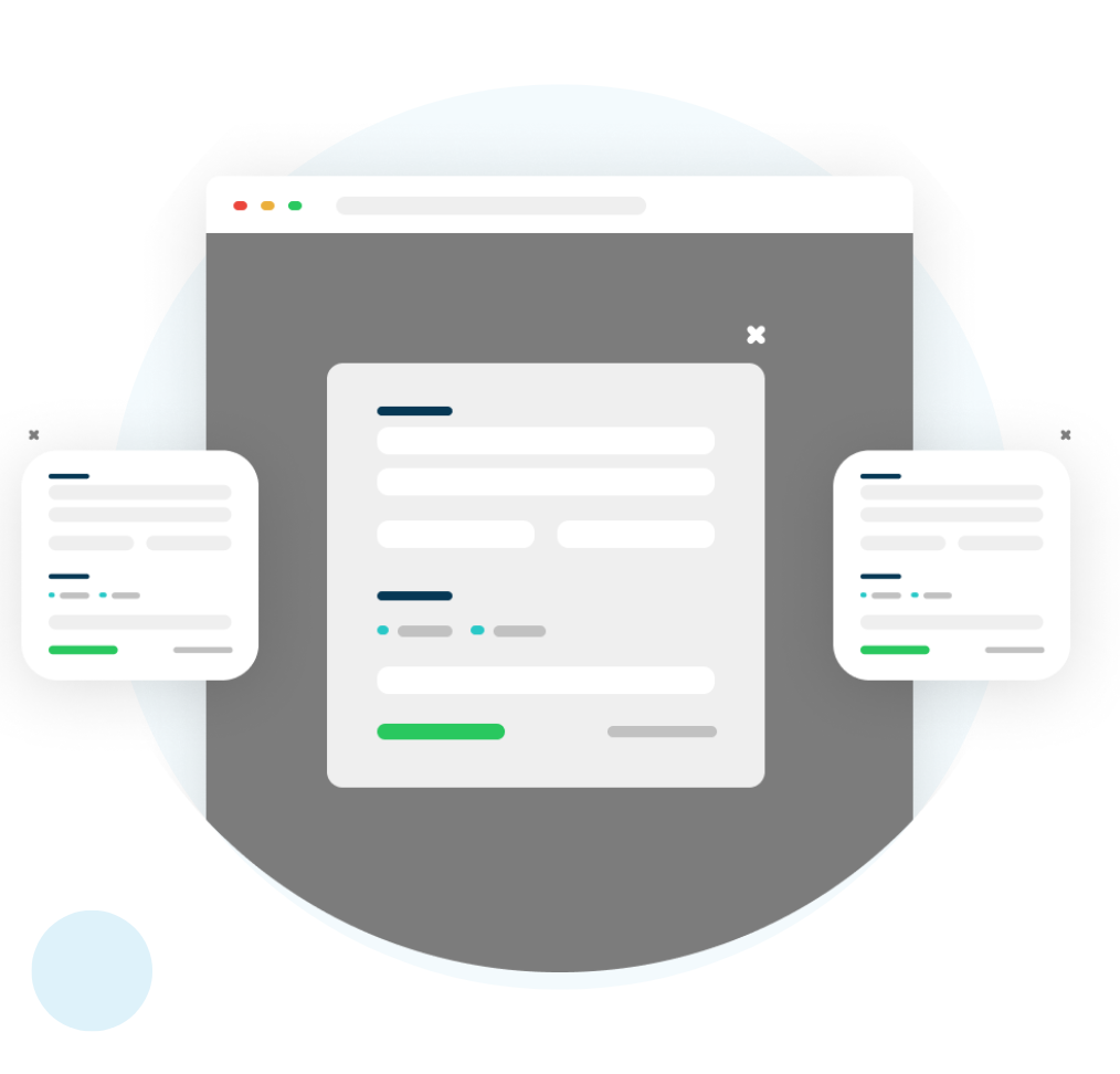A visual representation of A/B testing, showing three different variations of a form, likely used to collect user data or preferences.