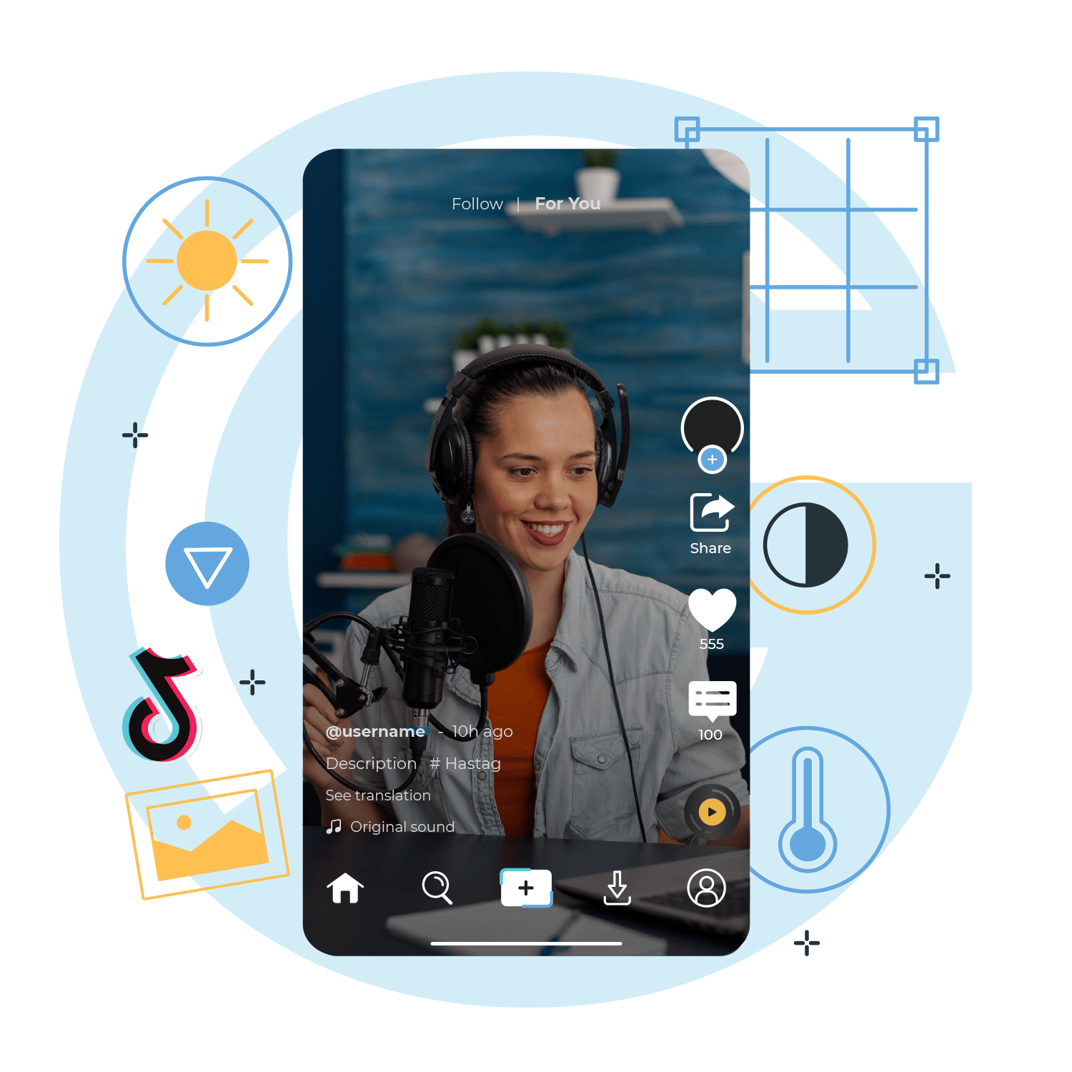 TikTok Post, User Profile, Likes, Comments, Shares, Description, Hashtag, Original Sound, See Translation