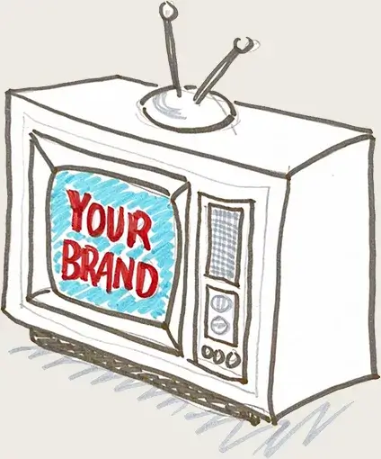 Illustration of a vintage TV displaying the text 'Your Brand' on the screen.