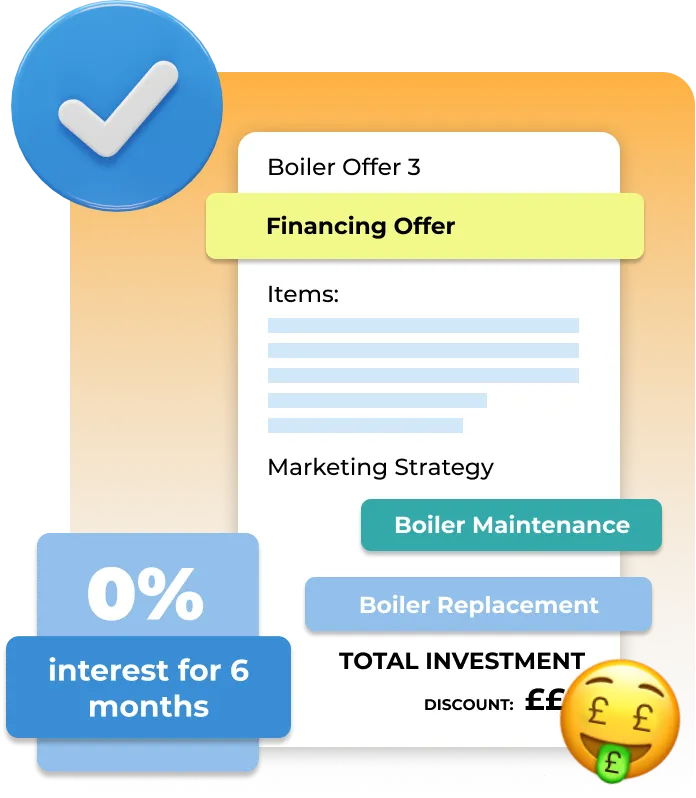 Boiler Financing Offer, 0% Interest for 6 Months, Marketing Strategy, Boiler Maintenance, Boiler Replacement, Total Investment Discount