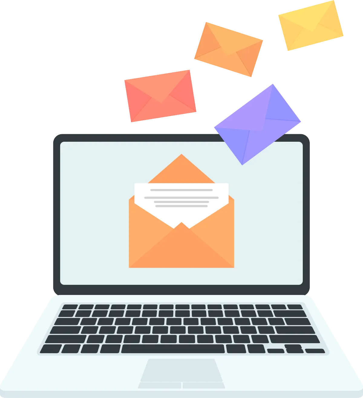 Laptop with Incoming Emails