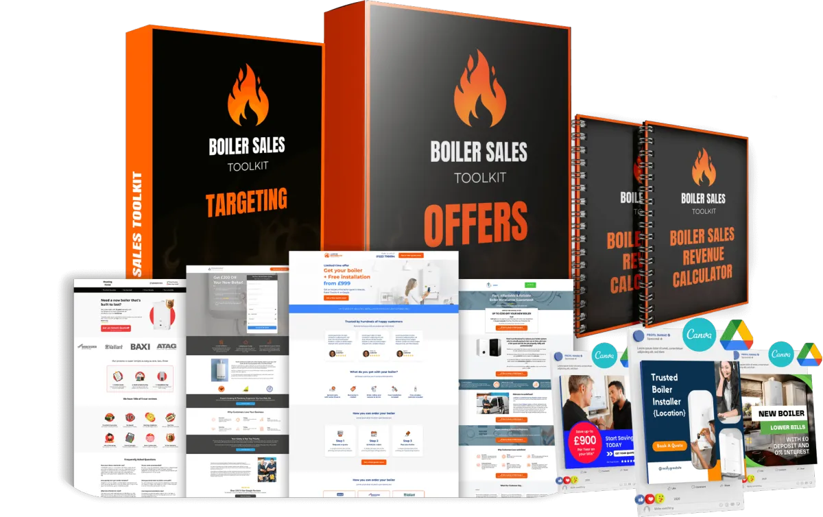 Boiler Sales Toolkit, Targeting, Offers, Revenue Calculator, Landing Pages, Ad Creatives
