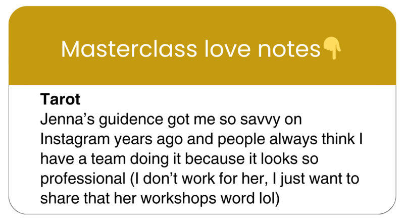 Masterclass Love Notes, Tarot, Jenna's guidance, Instagram, workshops